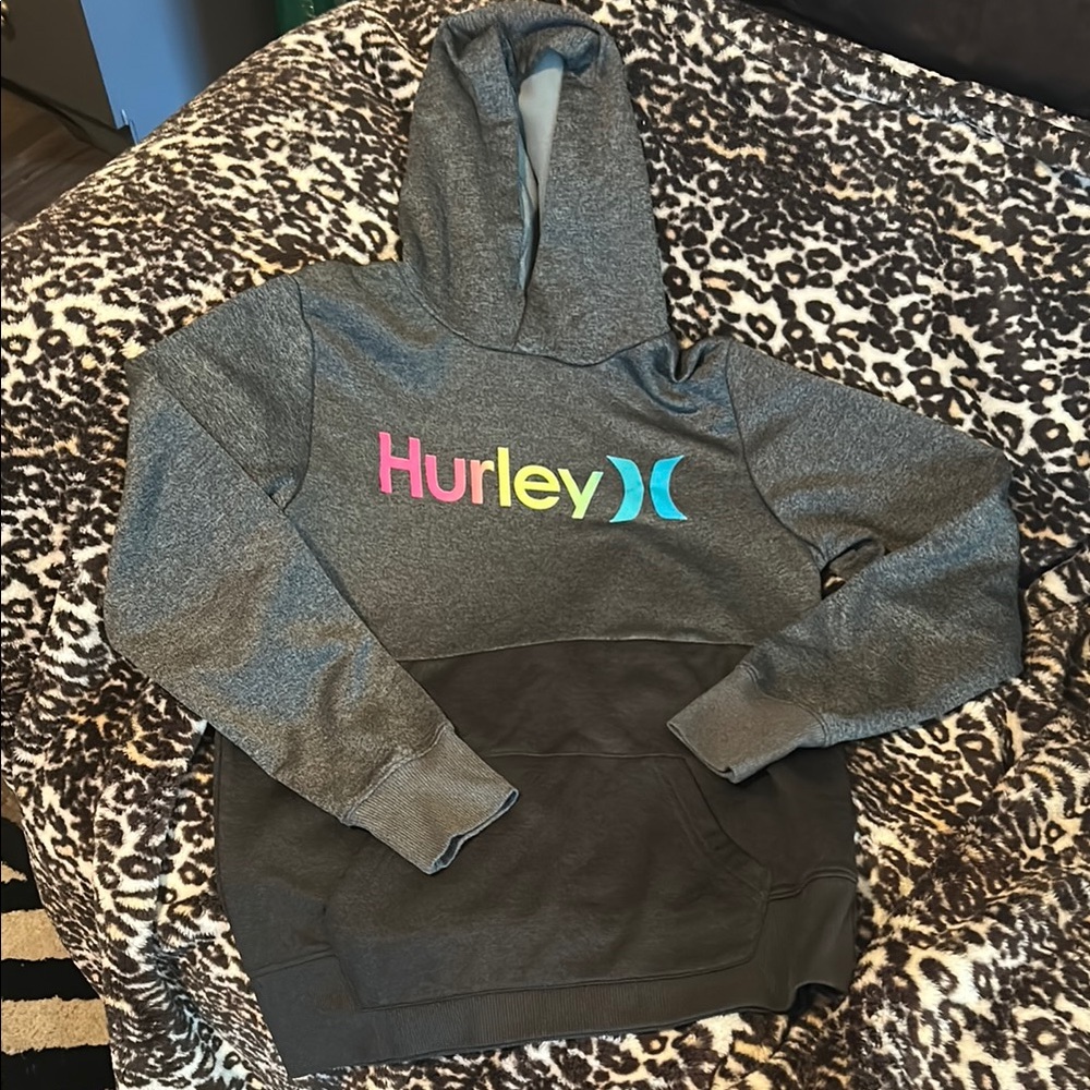 Hurley Dark Gray Hoodie with Vibrant Logo